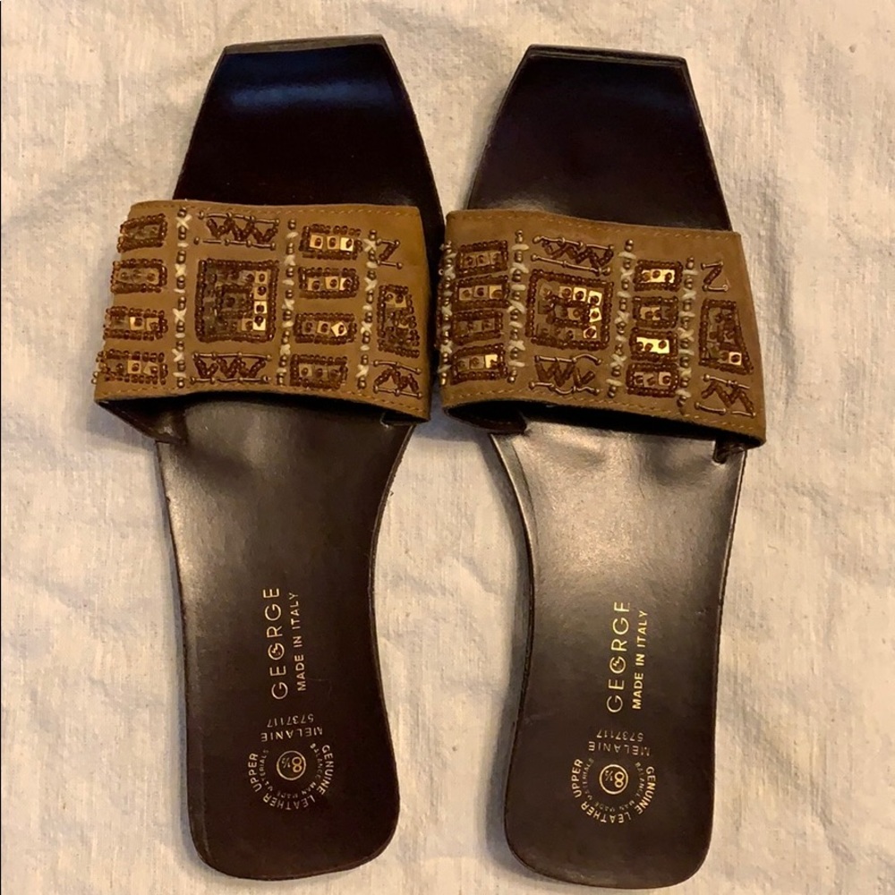 George leather beaded sandals Sz 8.5 NEW
